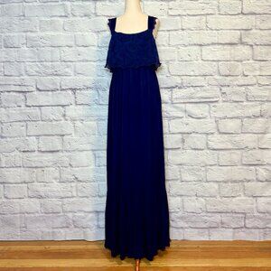 Margaux Riviera Navy Blue Eyelet Maxi Dress